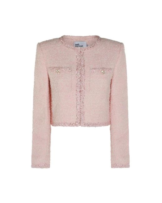 Tweed Jackets Self-Portrait de color Pink