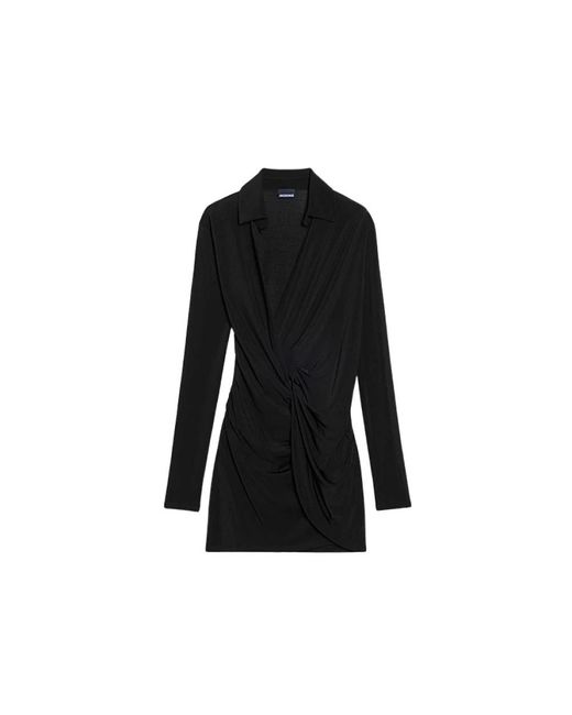 Jacquemus Kleedjes ,Zwart ,Nylon Robe Chemise Drapée in het Black