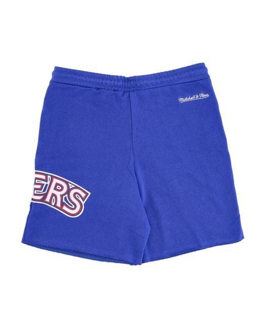 Mitchell & Ness Korte Broeken ,Blauw ,Katoen Nba Game Day Shorts French Terry in het Blue voor heren