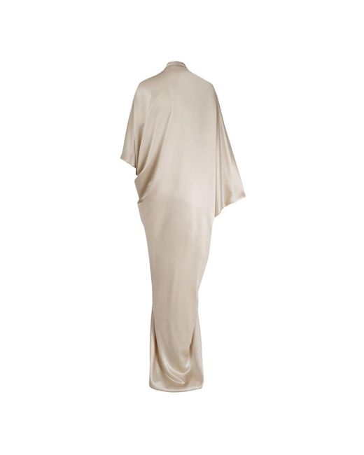 Cortana Kleedjes ,Satijn Bruidsjurk Met V-Hals En Kimono-Stijl Kraag in het Natural