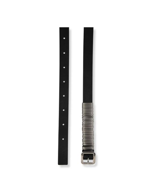 Jil Sander Accessoires ,Zwart ,Metalen Ring Leren Riem in het Black