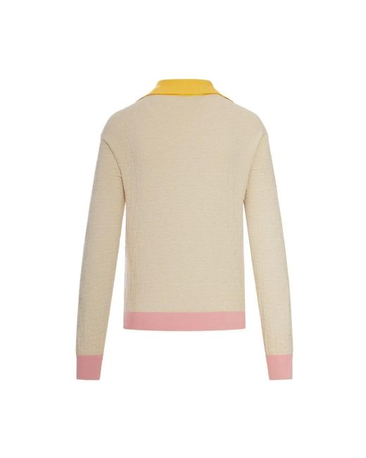 Fendi Natural V-Neck Knitwear