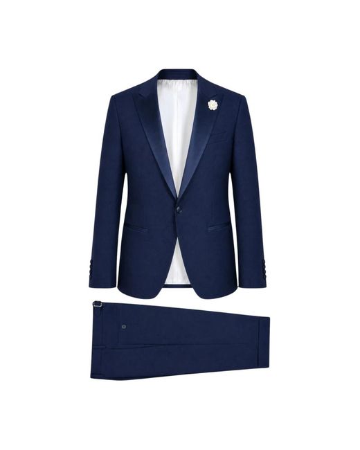 Paoloni Blue Single Breasted Suits for men