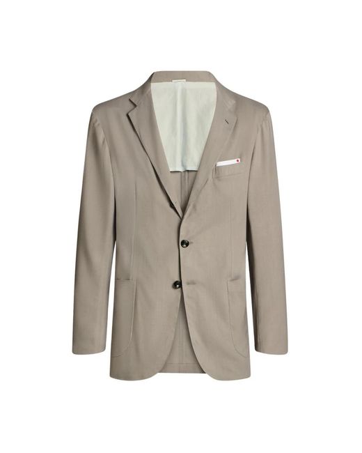 Kiton Cashmere Single-Breasted Jacket in het Gray voor heren