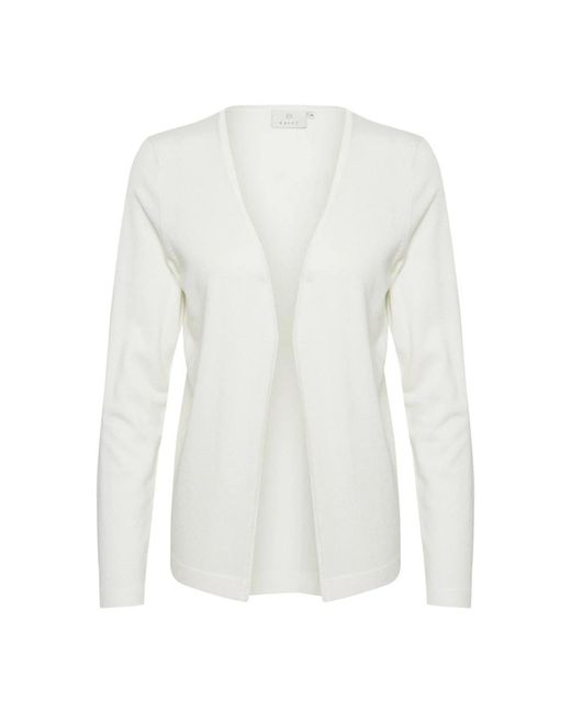 Kaffe Truien & Vesten ,Wit ,Nylon Eenvoudige Gebreide Vest in het White