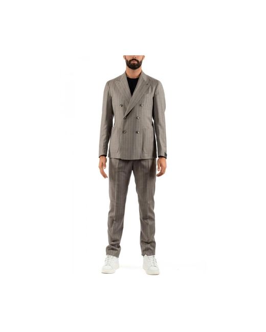 Tagliatore Gray Double Breasted Suits for men