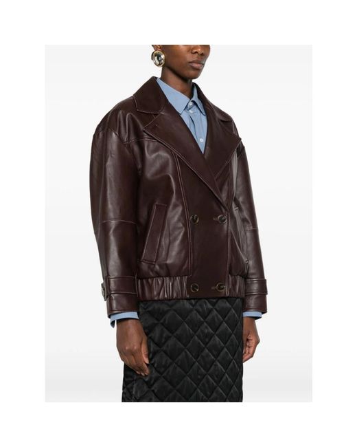 Leather Jackets Marella de color Brown
