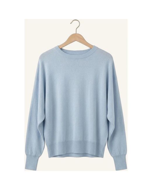 Minus Dana Bat Sleeve Knit Pullover in het Blue