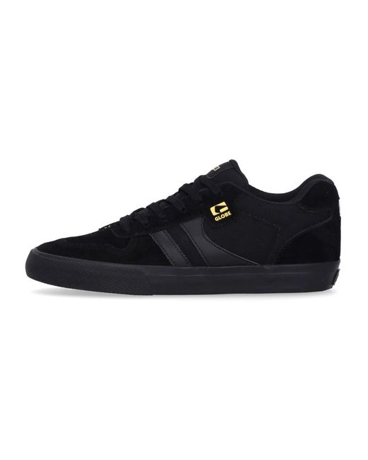 Globe Fitness ,Zwart ,Suède Zwart/Goud Skate Schoenen Vulcanized Stijl in het Black voor heren