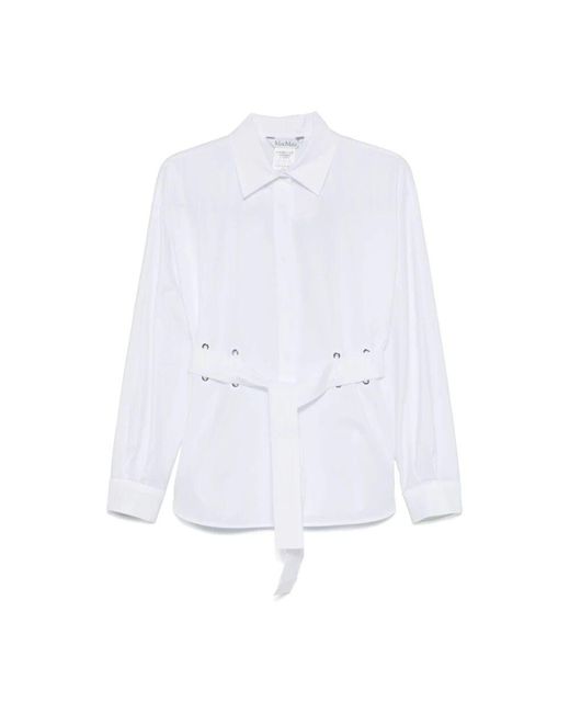 Max Mara White Weiße stilvolle bluse mit versteckten knöpfen