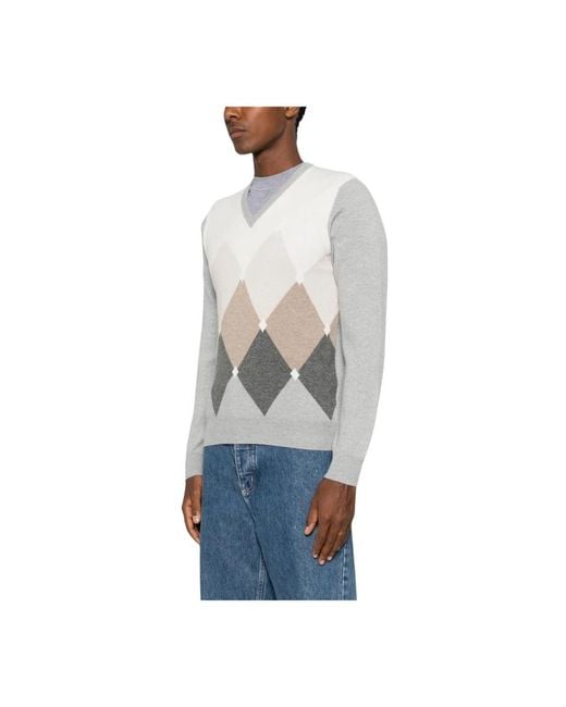 Vengera White V-Neck Knitwear for men