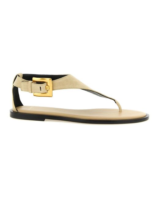 Balmain Metallic Flat Sandals
