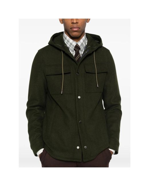 Manuel Ritz Jassen ,Groen ,Wol Hooded Pocket Jacket in het Green voor heren