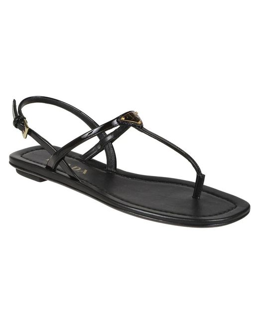Flat Sandals Prada de color Black