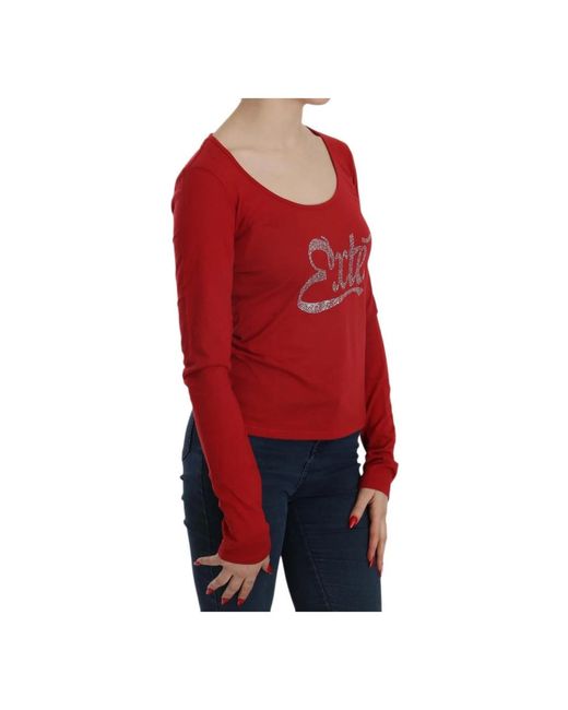 Exte Tops ,Rood ,Katoen Rode Kristalversierde Elegante Blouse in het Red