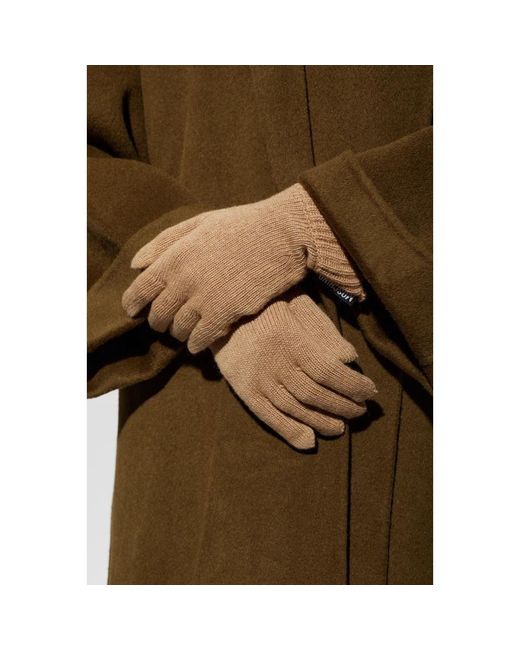 Moschino Brown Logo Patch Handschuhe