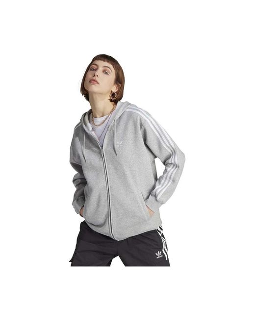 Adidas Gray Clics 3-stripes full-zip hoodie