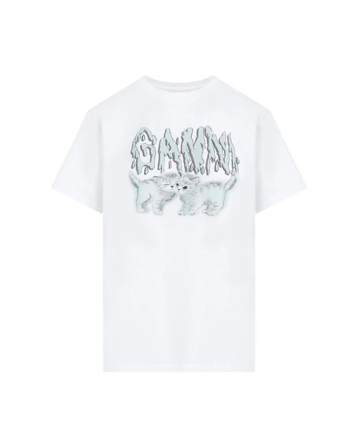 Love cats camiseta relajada Ganni de color White