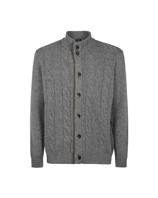 Herno Kabelgebreide Cardigan in het Gray voor heren