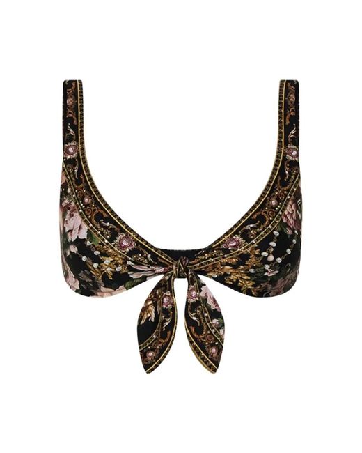 Camilla Badmode ,Zwart ,Ruched Tie Front Bra in het Brown