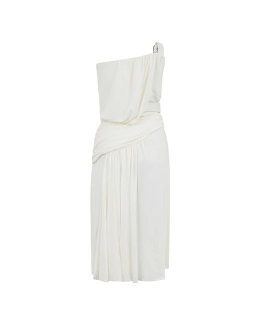 Alberta Ferretti Kleedjes ,Wit ,Asymmetrische Jurk Met Blote Schouder in het White