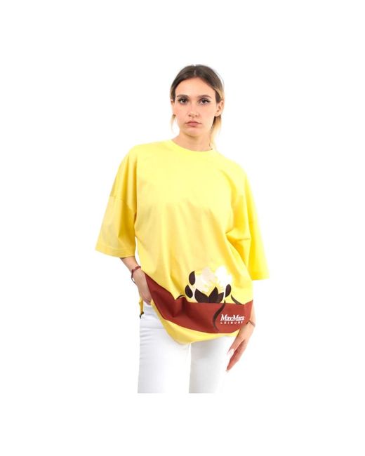 Max Mara Yellow Gelbes t-shirt mit frontstickerei