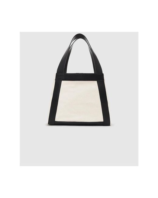 Anine Bing Black Canvas Tote Bag Mit Lederriemen