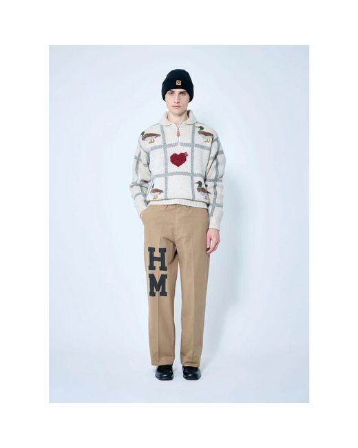Human Made Logo print weite chino hose in Natural für Herren