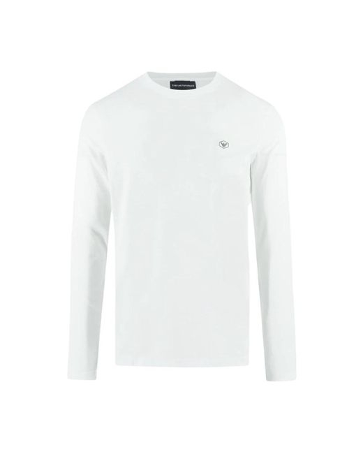 Emporio Armani Logo ls baumwoll t-shirt in White für Herren