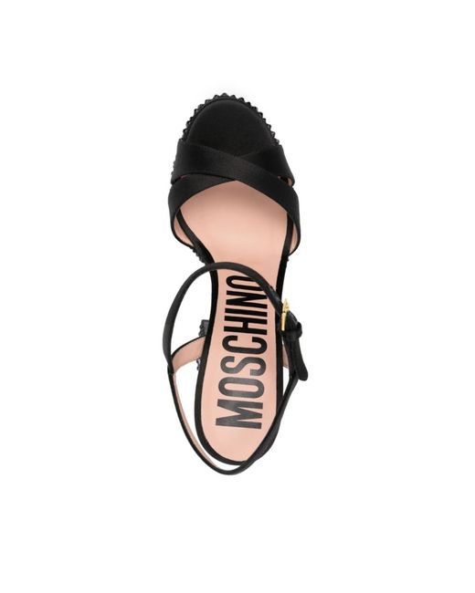 Moschino Black Schwarze sandalen mit kristallverzierung