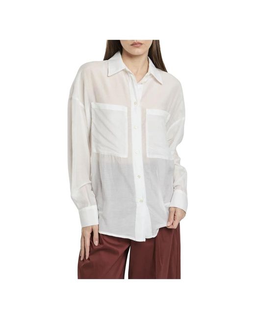 Camisa blanca de algodón y seda Semicouture de color White