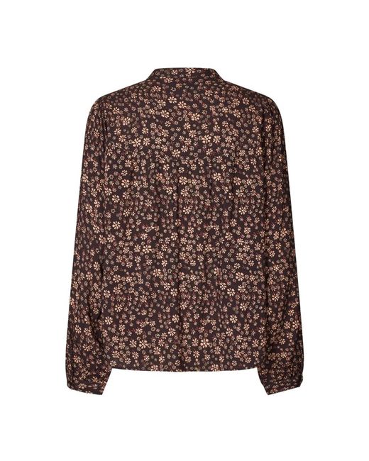 Lolly's Laundry Overhemden ,Veelkleurig ,Donker Mokka Lange Mouw Shirt in het Brown