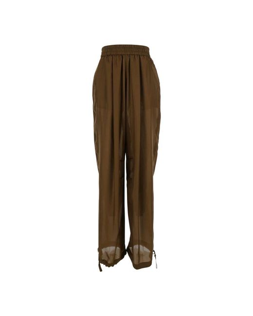 Philosophy Di Lorenzo Serafini Brown Seidenbraune Hose Mit Elastischem Bund