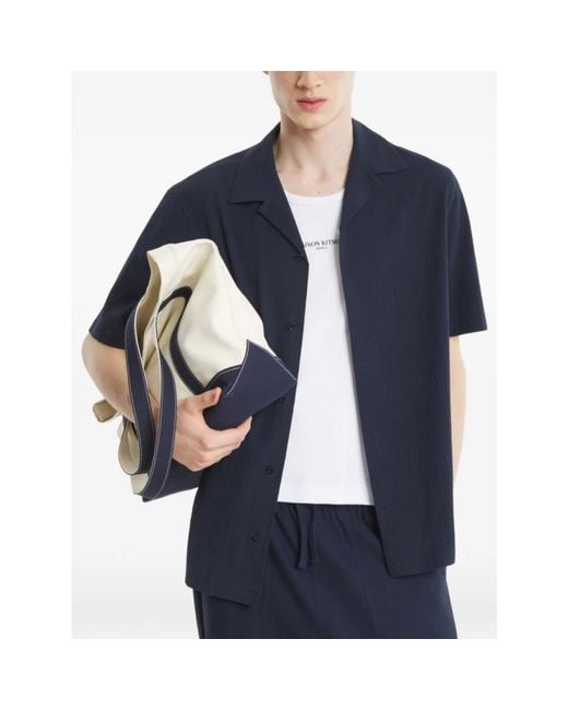Maison Kitsuné Blue Short Sleeve Shirts for men