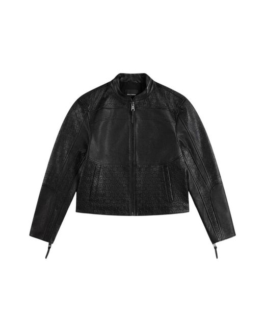 Daily Paper Structured Leather Jacket in het Black voor heren