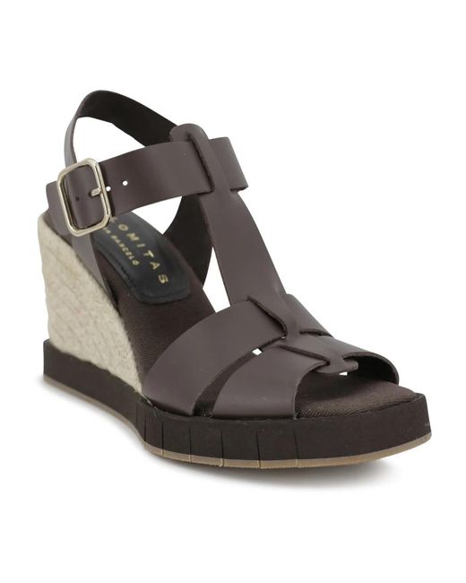 Paloma Barceló Gray Braune ledersandalen mit keilabsatz carla espadrilles