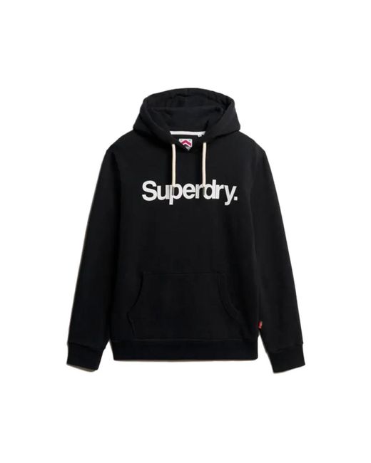 Superdry Hoodies & Sweatvesten ,Blauw ,Core Logo Hoodie Sweatshirt in het Black voor heren