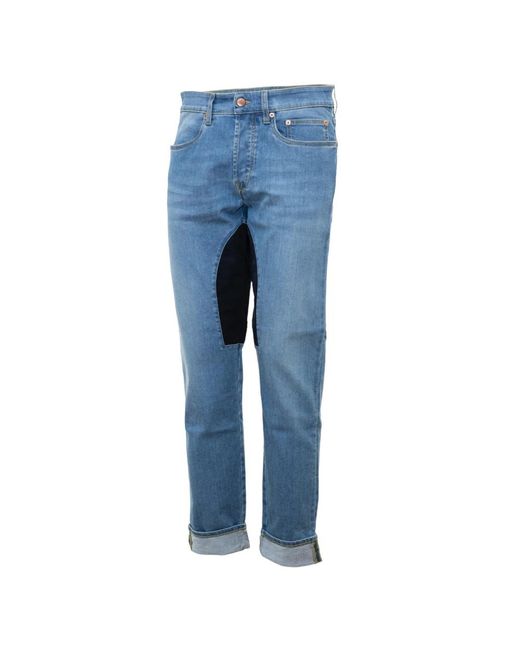 Siviglia Slim-fit alcantara patched denim jeans in Blue für Herren