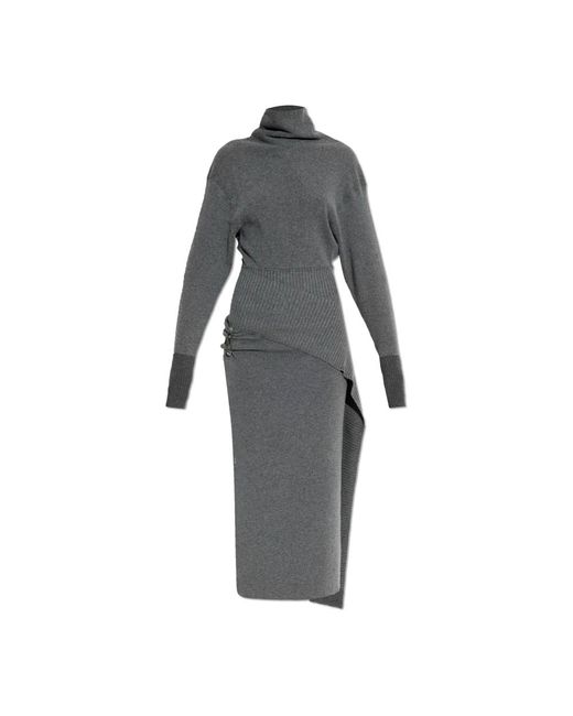Lanvin Kleedjes ,Grijs ,Wol Jurk Met Applicatie in het Gray