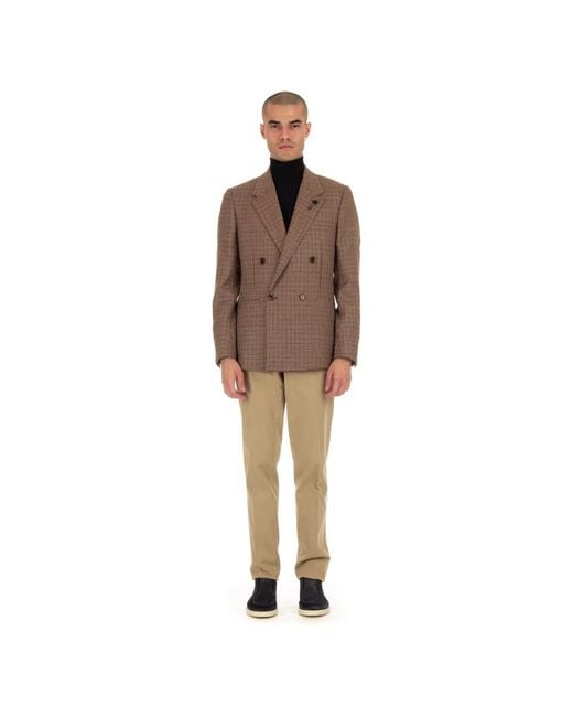 Lardini Jassen ,Veelkleurig ,Wol Double-Breasted Patch Pocket Jacket in het Brown voor heren