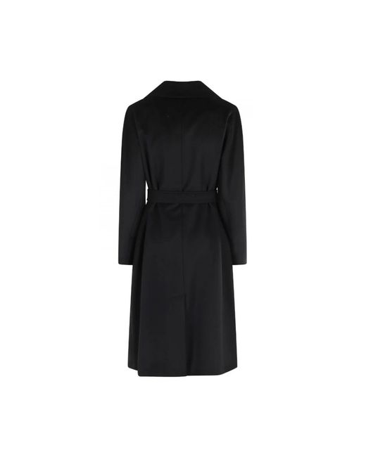 Weekend by Maxmara Jassen ,Zwart ,Leer Zwarte Getailleerde Midi-Jas Met Riem in het Black