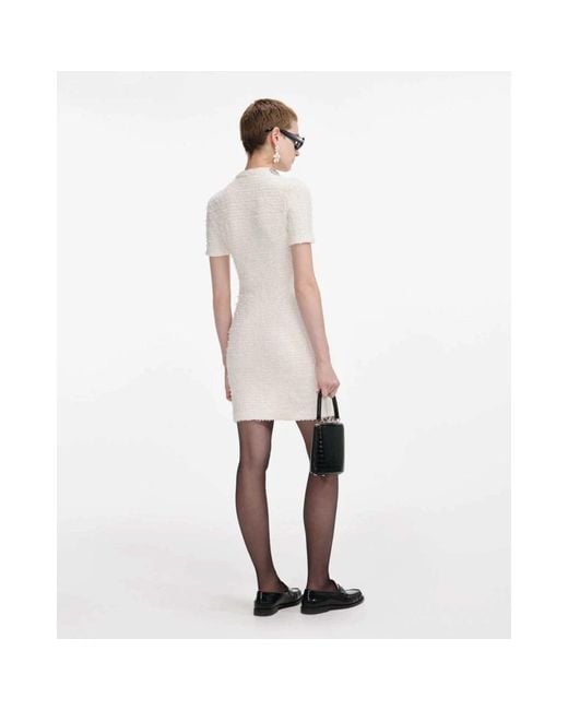 Self-Portrait Crème Textuur Gebreide Mini Jurk in het White