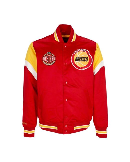 Mitchell & Ness Jassen ,Rood ,Polyester Nba Houston Rockets Bomberjack in het Red voor heren