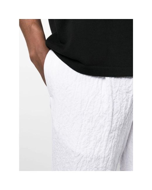 Emporio Armani White Straight Trousers for men