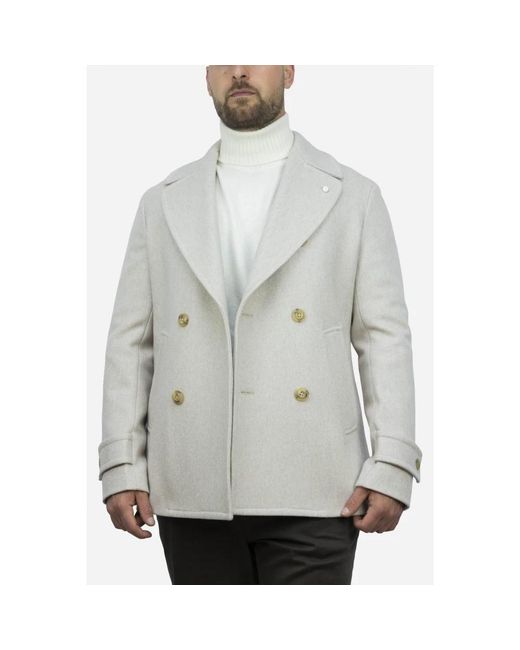 Luigi Bianchi Double-Breasted Wollen Jas in het Gray voor heren