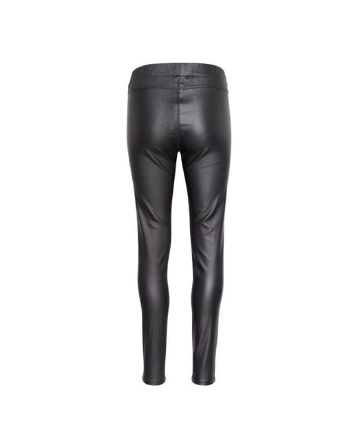 Kaffe Broeken ,Zwart ,Zwarte Coated Jeggings Slim-Fit Broek in het Gray