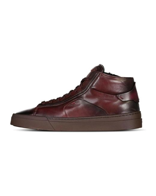 Santoni High-top sneakers aus leder in Brown für Herren