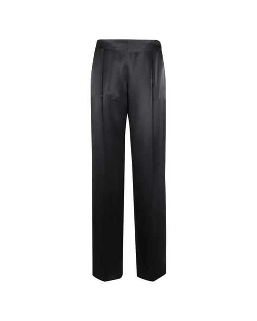 Alberta Ferretti Blue Schwarze Satin Weite Hose