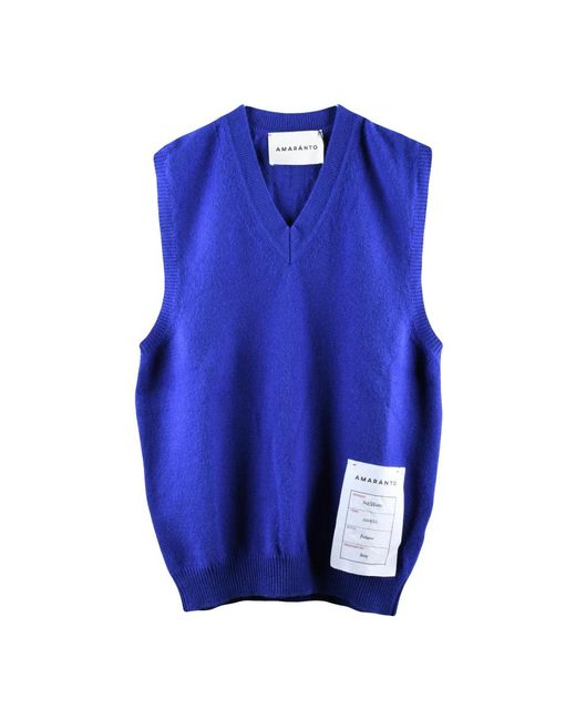Amaranto Blue Sleeveless Knitwear for men