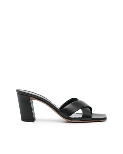 Paris Texas Black Heeled Mules